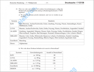 Auszug aus der Bundestags-Drucksache 17/12136